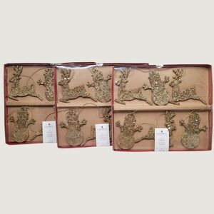 Queenwest Trading Co 6ft Christmas Garland Gold Sequin Reindeer Snowman 3 Pack